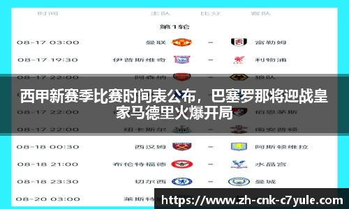 西甲新赛季比赛时间表公布，巴塞罗那将迎战皇家马德里火爆开局