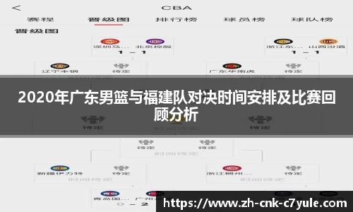 2020年广东男篮与福建队对决时间安排及比赛回顾分析